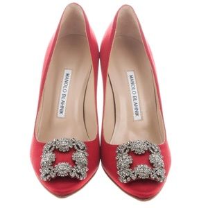 Manolo Blahnik Red Heels with Silver Embellishment